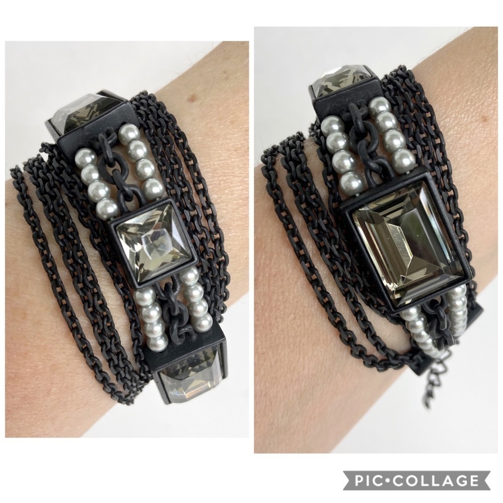 Multi Strand bracelet Matte Finish Grey Stones